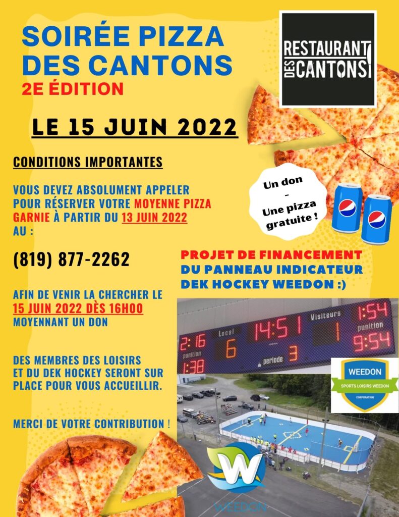 SOIRÉE PIZZA DES CANTONS – 2e édition – 15 JUIN 2022