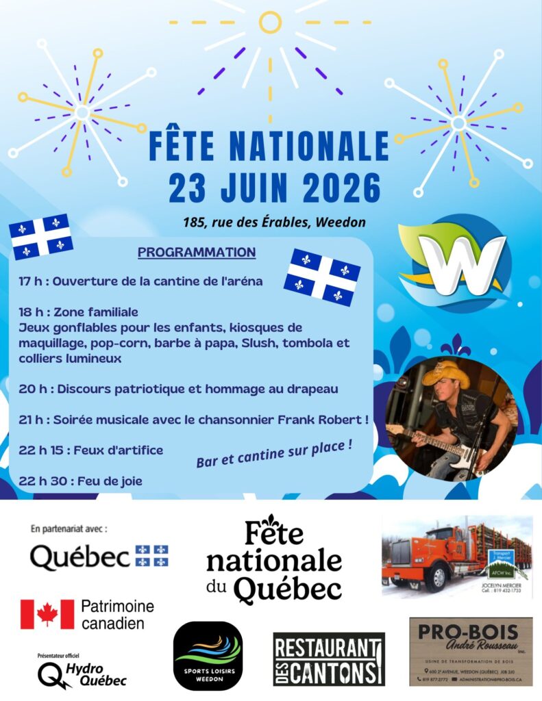 ⚪️🔵 FÊTE NATIONALE 2026 À WEEDON 🔵⚪️
